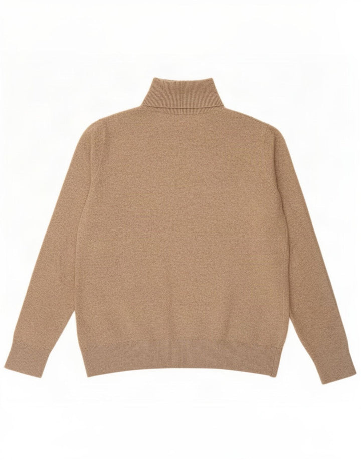 Marks & Spencer Damski sweter z golfem, UK 10, mały, beżowy poliester