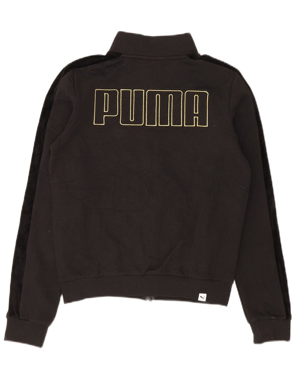 Damska kurtka dresowa Puma z grafiką UK 6 XS, czarna bawełna z blokami kolorów