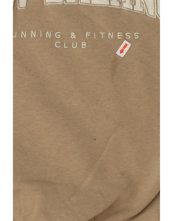 NEW BALANCE Womens Oversized Graphic Sweatshirt Jumper UK 10 Small Beige Vintage New Balance and Second-Hand New Balance from Messina Hembry 