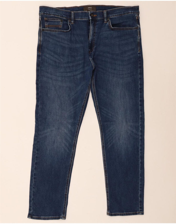 Marks & Spencer Męskie jeansy slim W36 L29 Niebieskie bawełniane