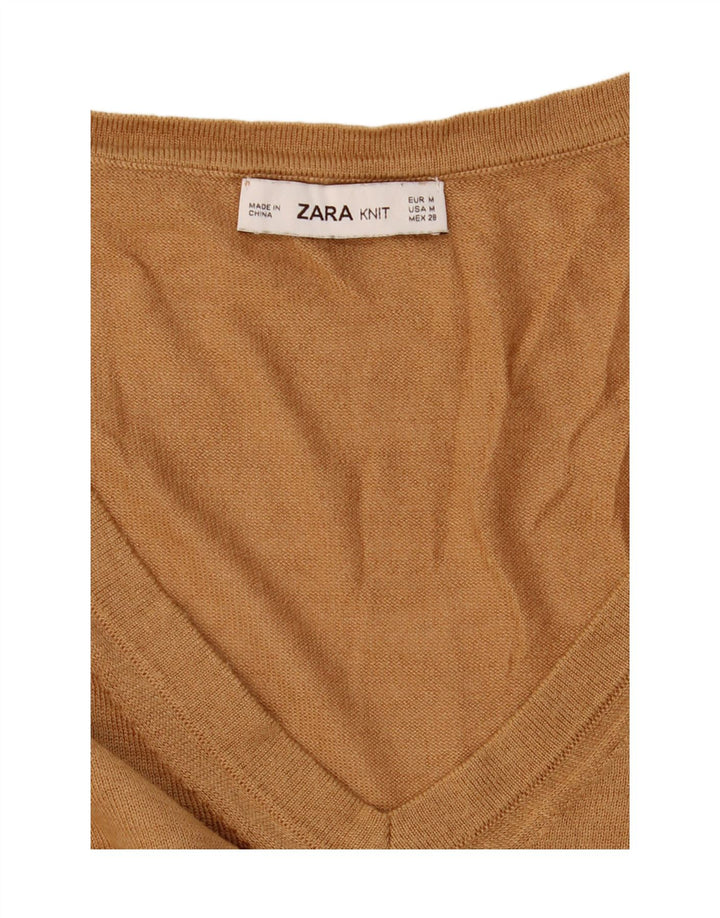 Sweter damski Zara Oversize z dekoltem w kształcie litery V, UK 14, średni brąz