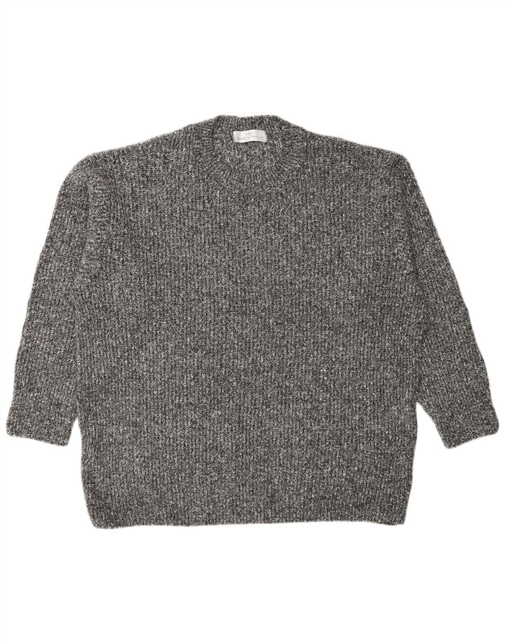 Marks & Spencer Męski sweter z okrągłym dekoltem, duży, szary, nakrapiany akryl