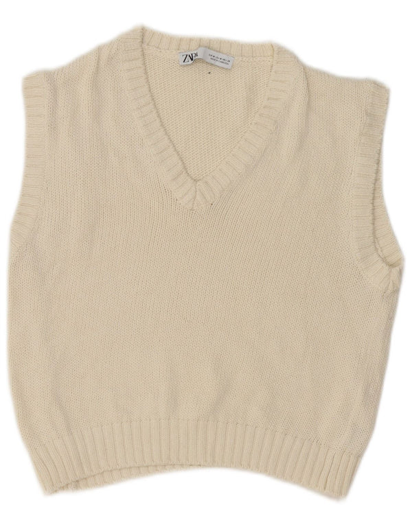 Damski podkoszulek Zara Crop Vest UK 12, średnia biała bawełna