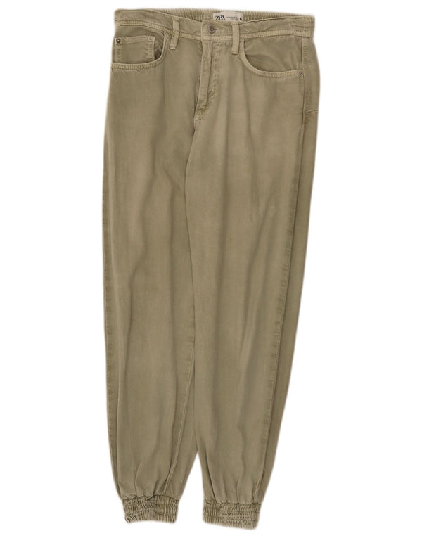 Damskie spodnie joggery Zara XS W24 L26, bawełna khaki