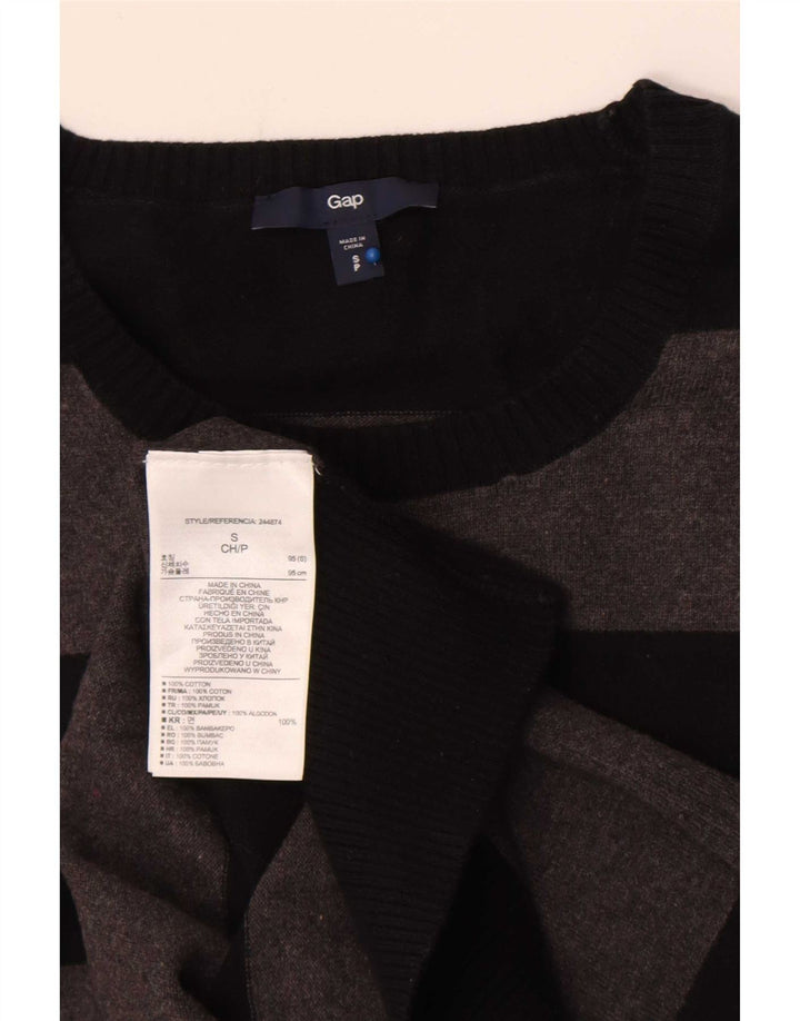 Męski sweter Gap z okrągłym dekoltem, mały, szary, bawełniany w paski