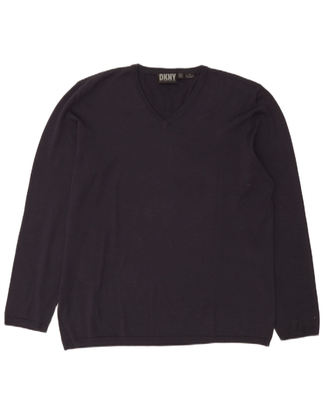 Dkny Męski sweter z dekoltem w kształcie litery V XL, granatowy, jedwabny