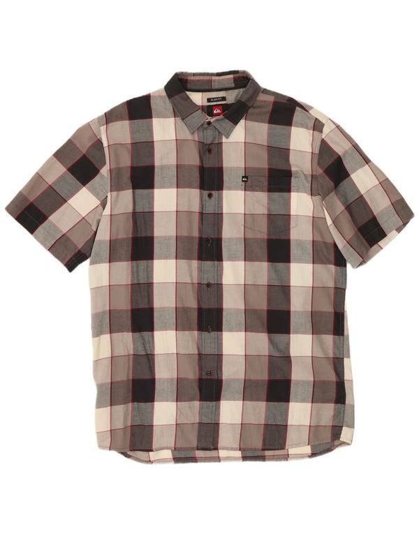 Męska koszula slim fit z krótkim rękawem Quiksilver XL w wielokolorową kratkę, bawełniana