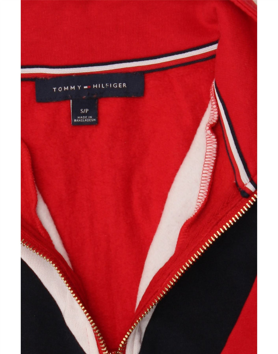 TOMMY HILFIGER Womens Tracksuit Top Jacket UK 10 Small Red Colourblock Vintage Tommy Hilfiger and Second-Hand Tommy Hilfiger from Messina Hembry 