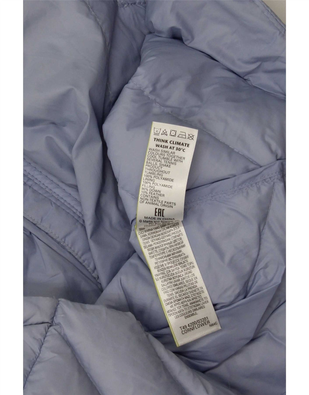 Marks & Spencer Damska kurtka ocieplana UK 12, średni niebieski poliamid