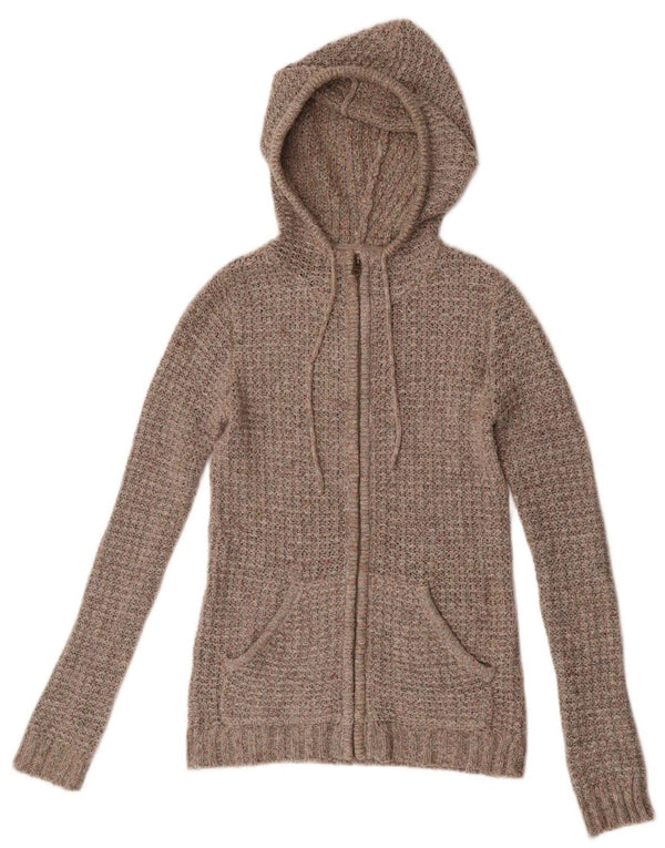 Damski sweter rozpinany z kapturem Fat Face UK 6 XS Brązowy, nakrapiany akryl