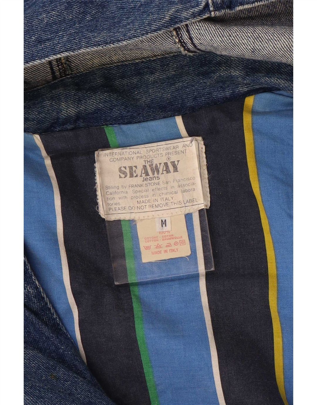 Vintage damski dżinsowy płaszcz z kapturem UK 14, średni niebieski, bawełniany