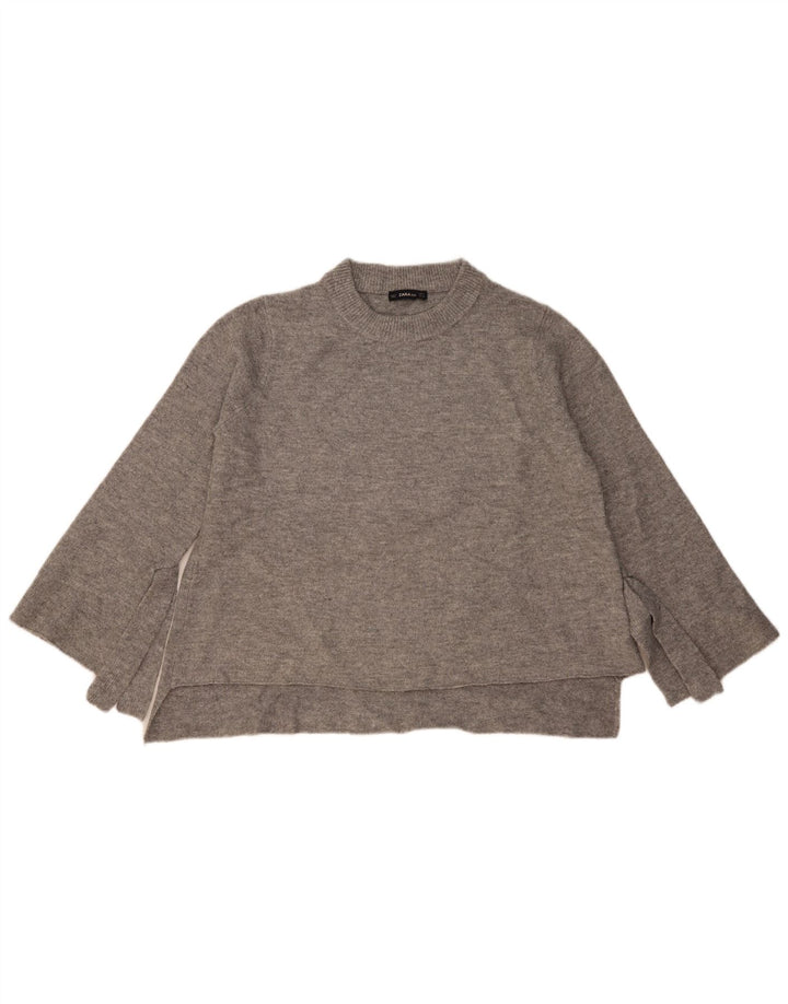 Damski sweter oversize z wycięciem pod szyją Zara UK 14 Średni szary nakrapiany