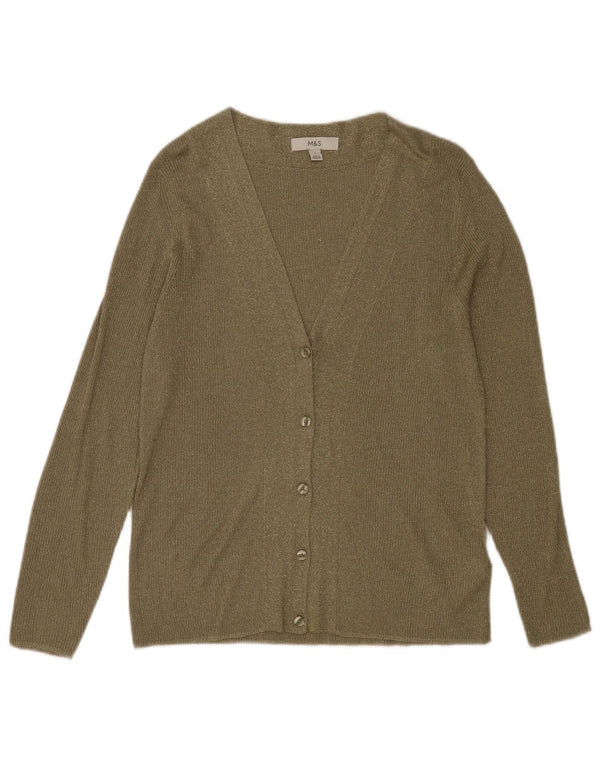 Marks & Spencer Damski sweter rozpinany UK 14, duży, khaki, nakrapiana wiskoza