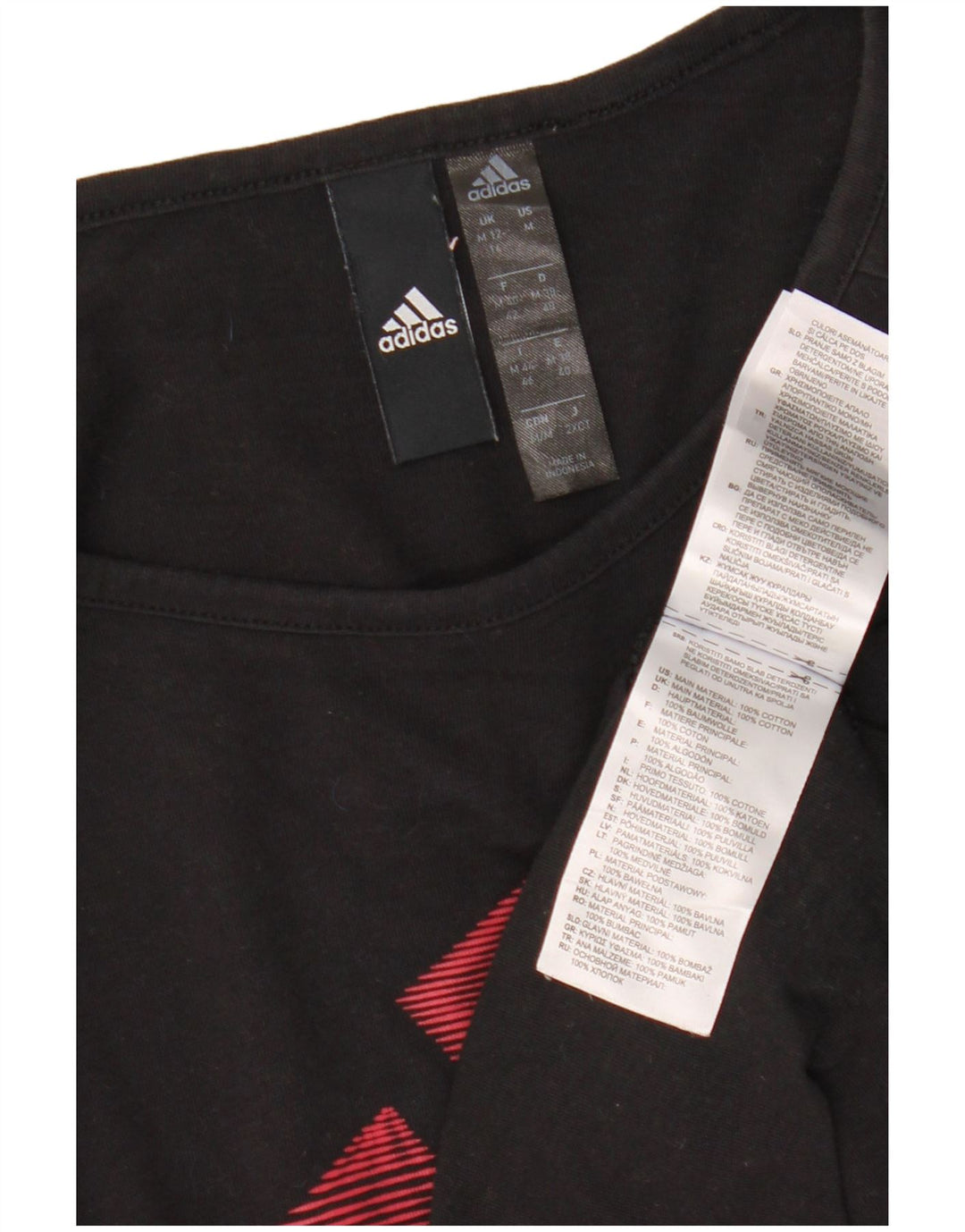 Damska koszulka ADIDAS Crop Graphic Top UK 12/14 Średnia czarna bawełna