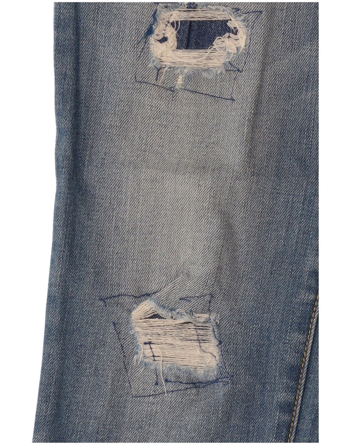 SUPERDRY Womens Girlfriend Distressed Slim Jeans W26 L30 Blue Cotton