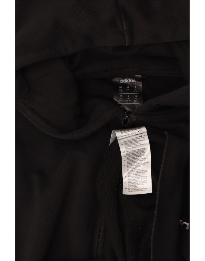 Damski sweter oversize ADIDAS z kapturem i zamkiem UK 24/26 2XL Czarna bawełna