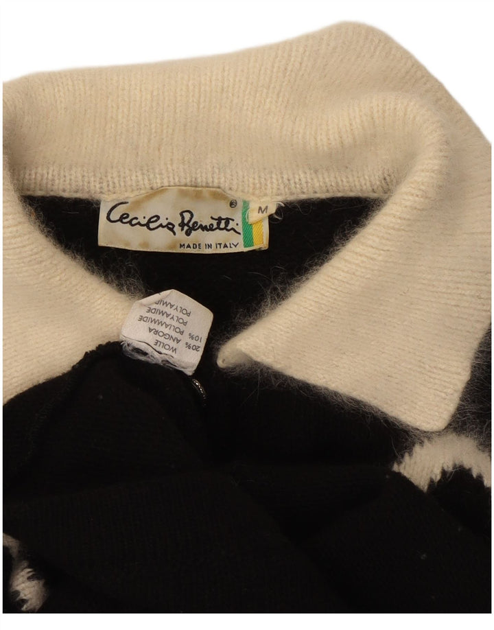 CECILIA BENETTI Damski sweter polo UK 14 Średni czarny w kwiaty