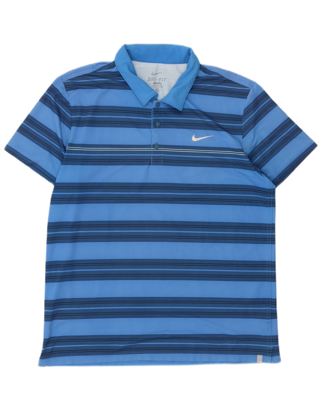 Męska koszulka polo Nike Dri Fit, duża, niebieska, poliestrowa w paski