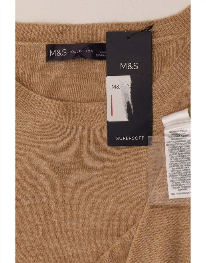 MARKS & SPENCER Damski sweter z okrągłym dekoltem UK 22 3XL Beżowy Akryl