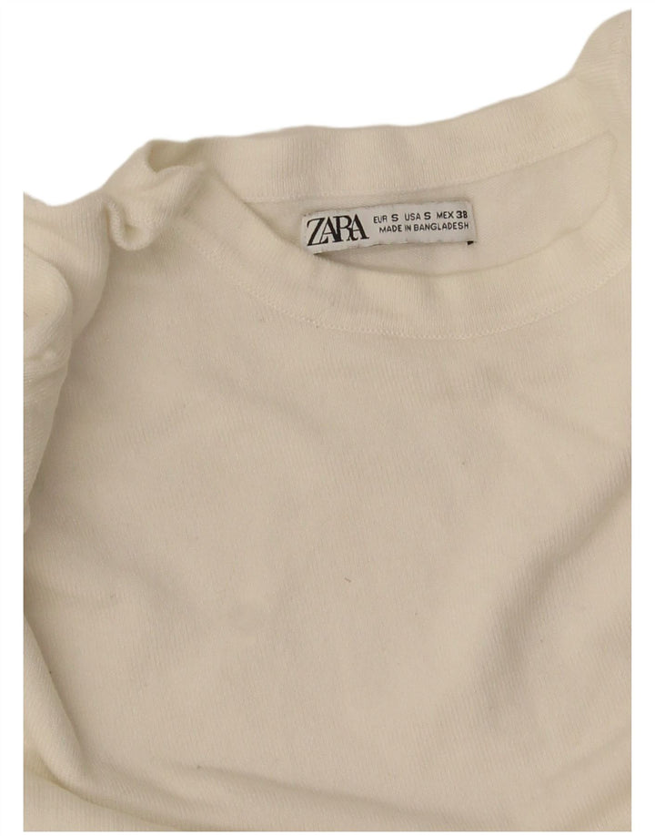 Męski sweter z okrągłym dekoltem Zara, mały, biały