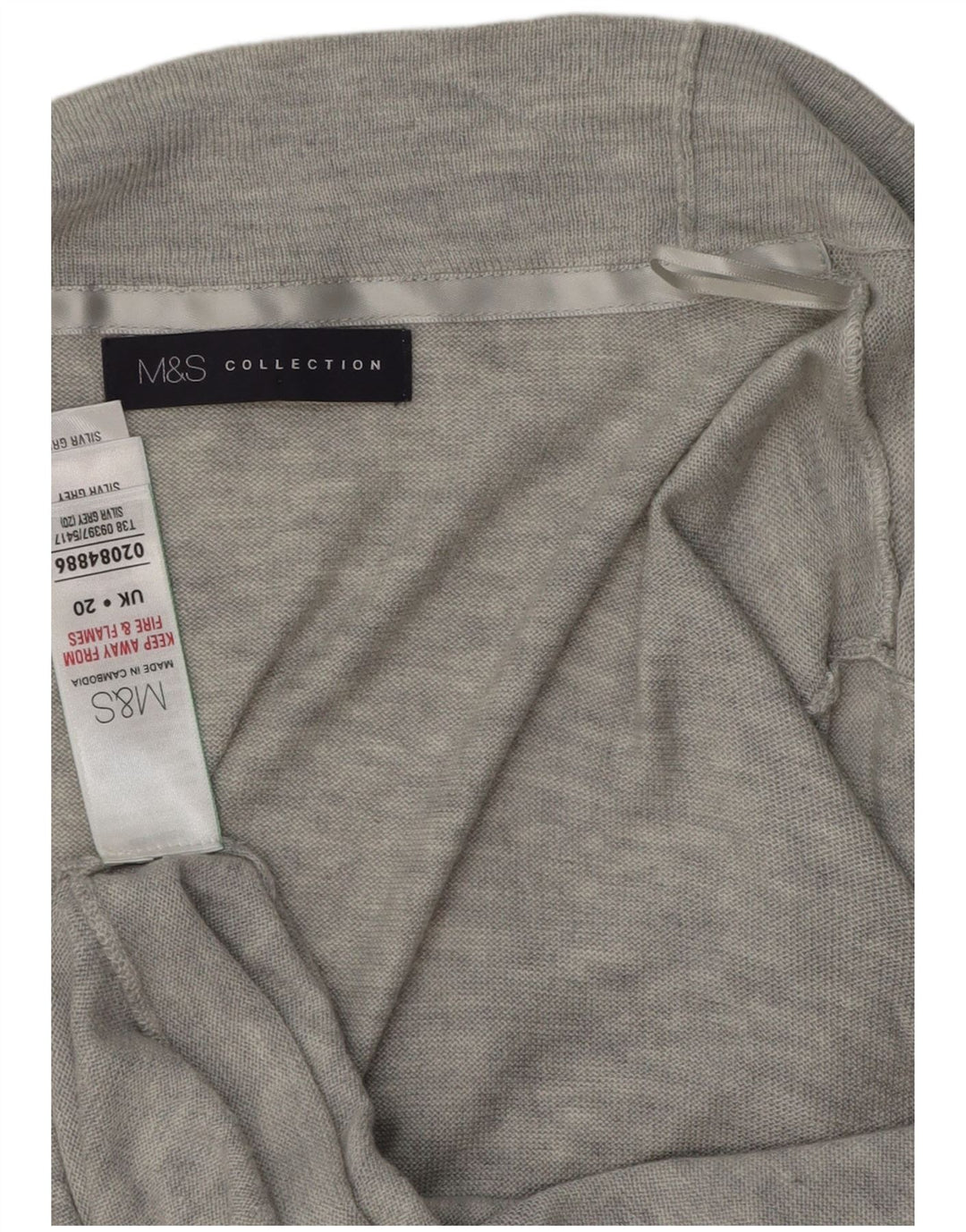 MARKS & SPENCER Damski sweter rozpinany UK 20 2XL Szary nakrapiany