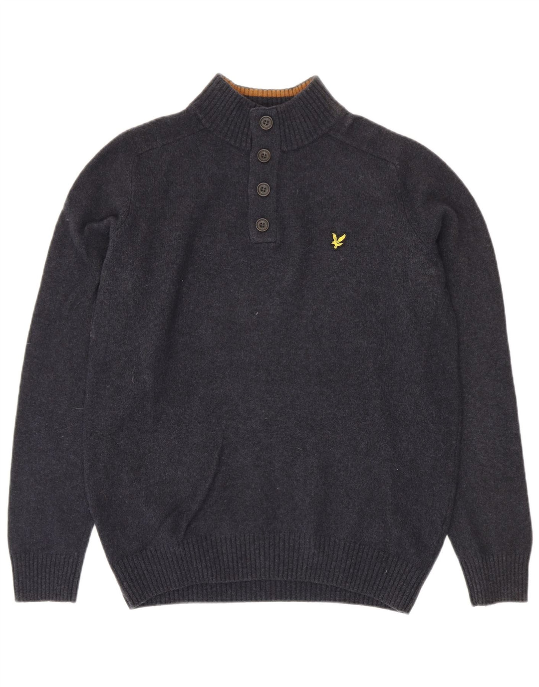 Męski sweter zapinany na guziki Lyle & Scott, duży, granatowy, z owczej wełny