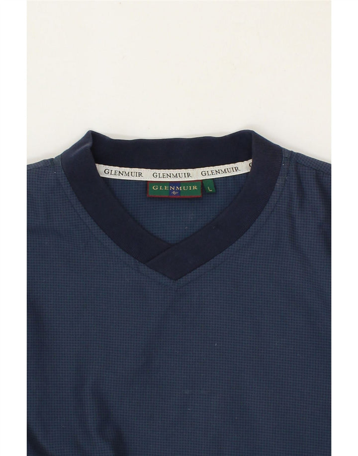 GLENMUIR Mens Pullover Tracksuit Top Large Navy Blue Check Polyester Vintage Glenmuir and Second-Hand Glenmuir from Messina Hembry 