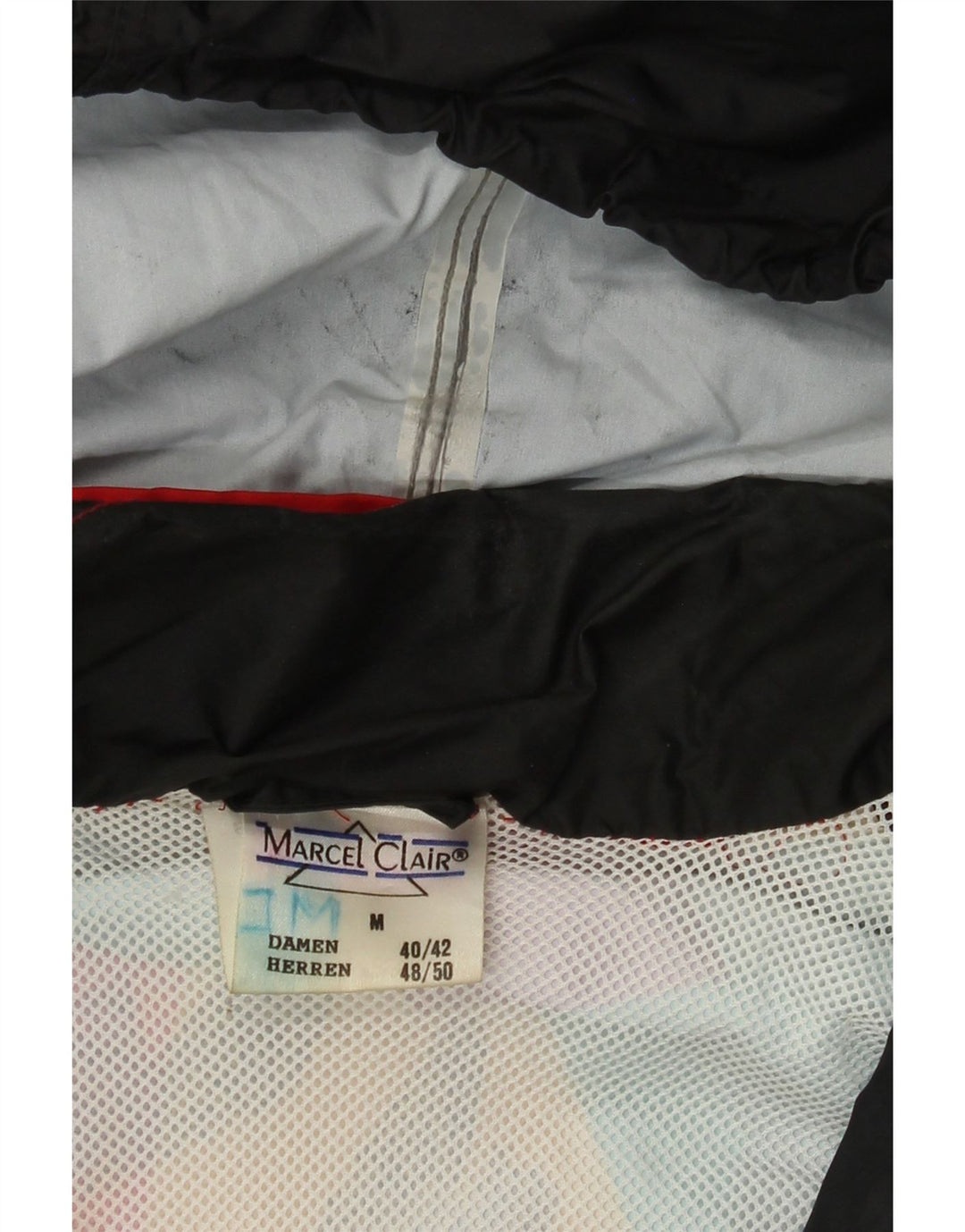 MARCEL CLAIR Męska kurtka przeciwdeszczowa z kapturem i luźnym krojem UK 38, średnia czarna