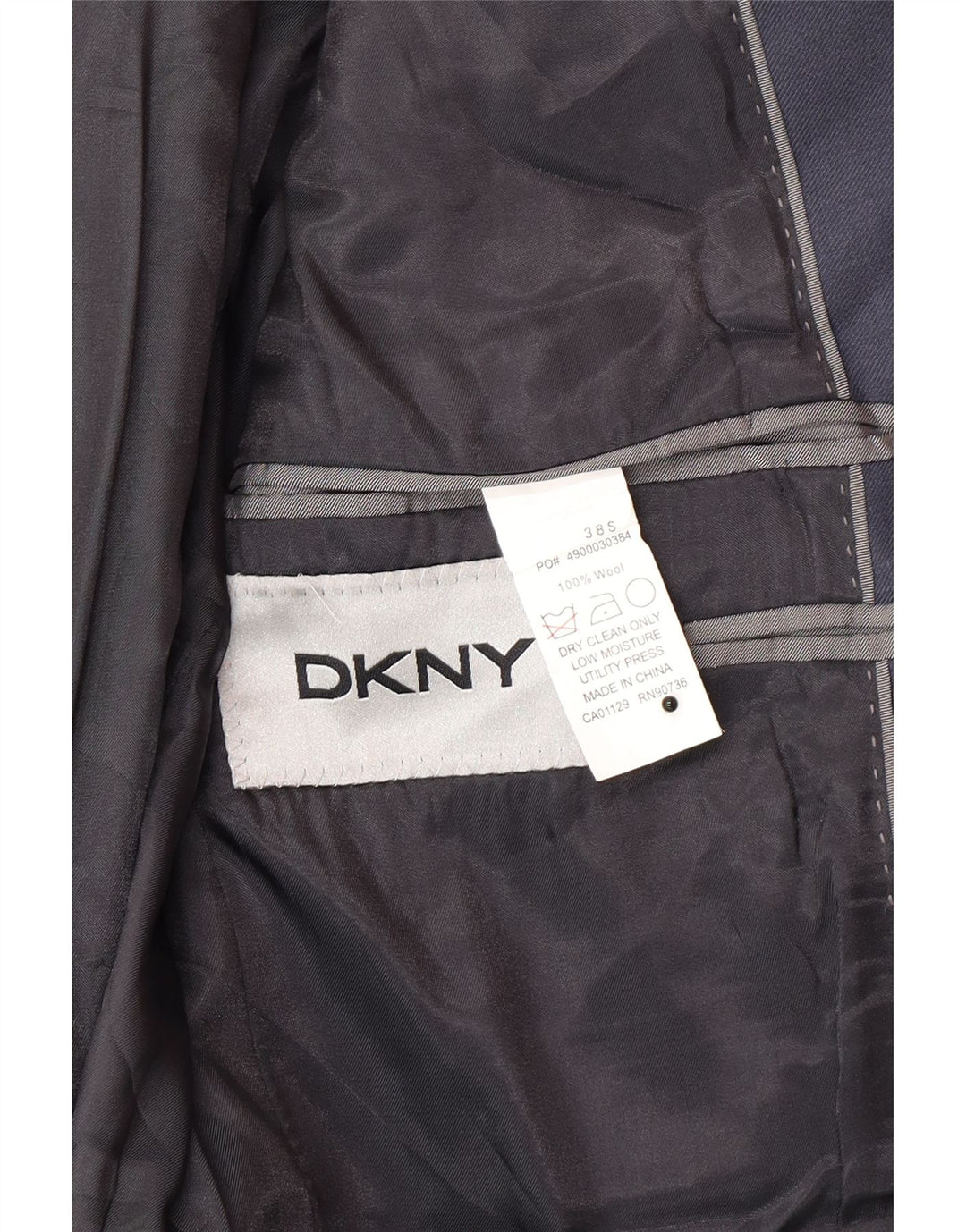 Dkny Męska marynarka zapinana na 2 guziki UK 38 Średni granatowy wełniany