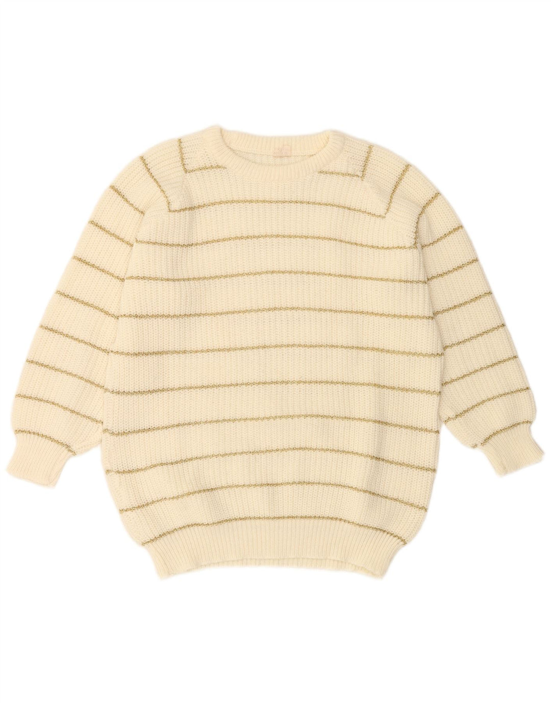 Sweter damski VINTAGE z okrągłym dekoltem UK 14 w średnie białe paski