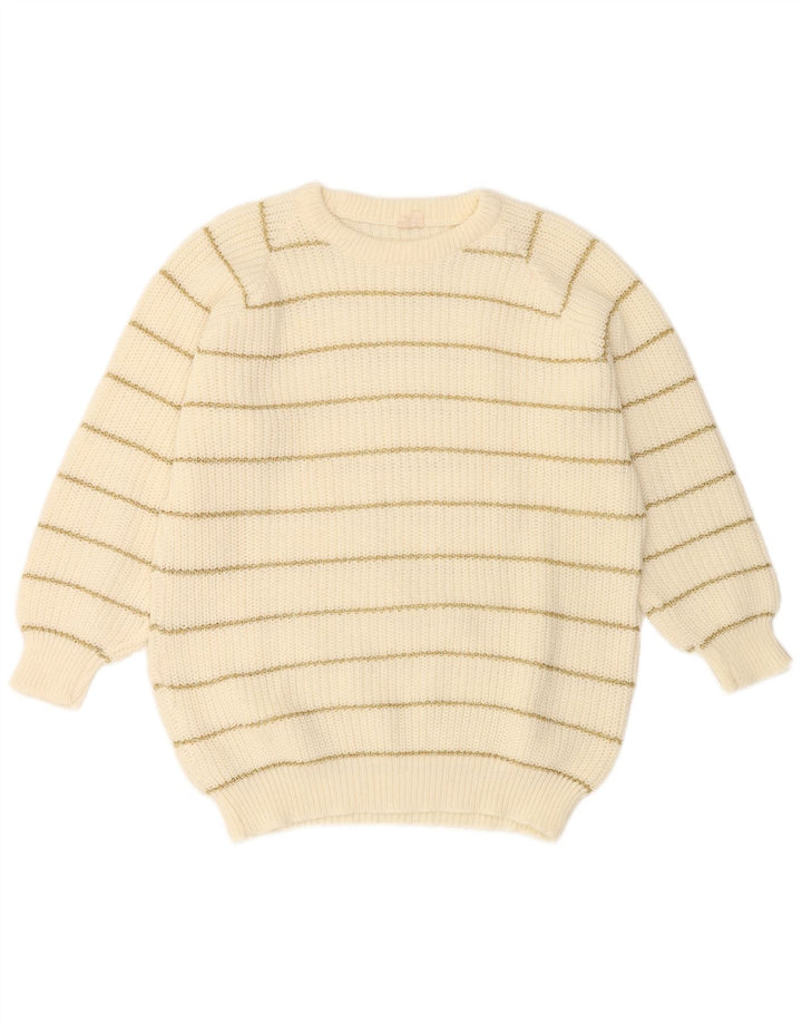 Sweter damski VINTAGE z okrągłym dekoltem UK 14 w średnie białe paski