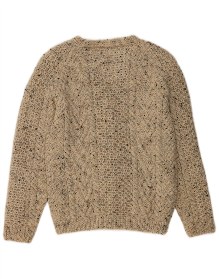 Sweter damski w stylu vintage, UK 12, średnioszary, wełniany w cętki