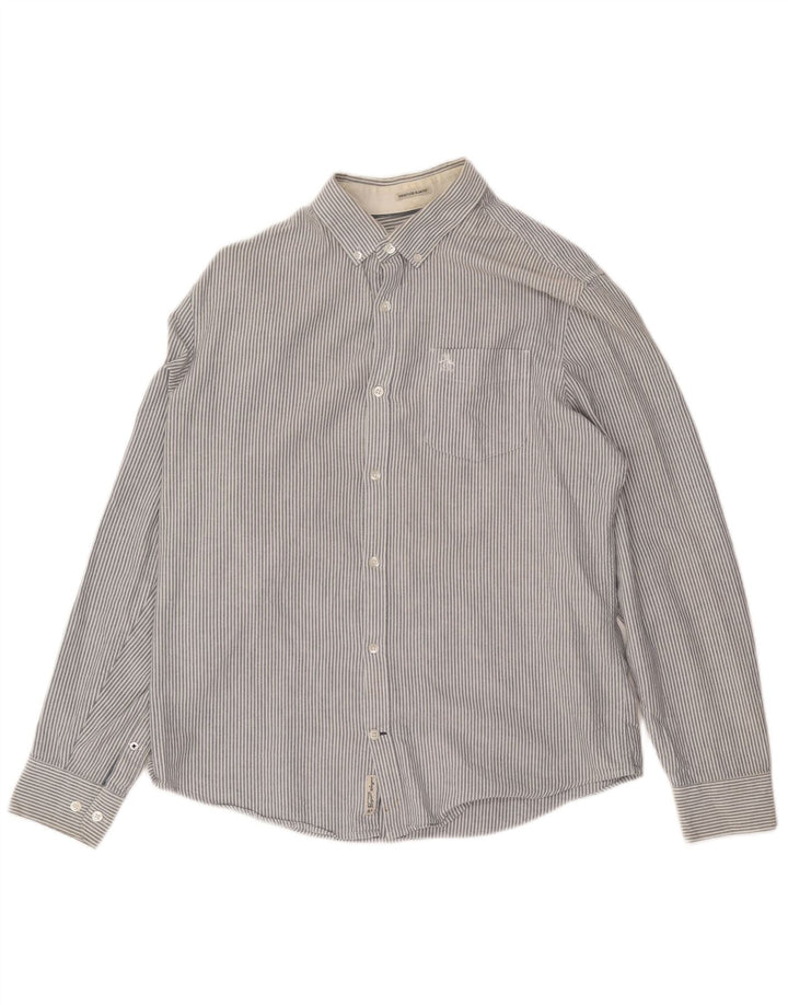 Koszula męska Penguin Heritage Slim Fit, duża, szara w prążki