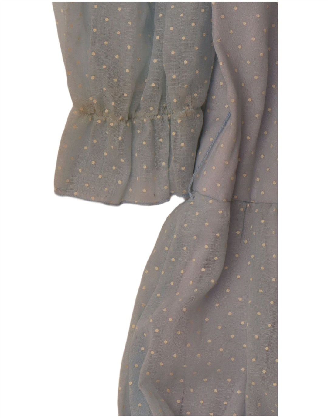 JOHN BENTLEY Damska sukienka maxi z falbaną z przodu UK 12 Średni niebieski w cętki