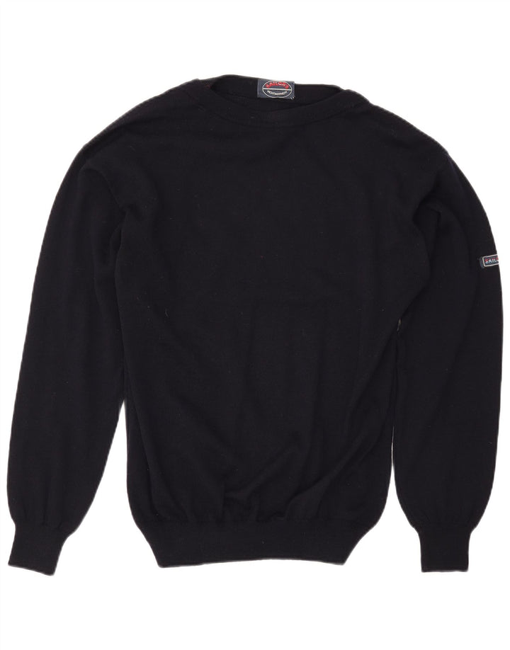 Męski sweter z dekoltem w łódkę VINTAGE, średni granatowy