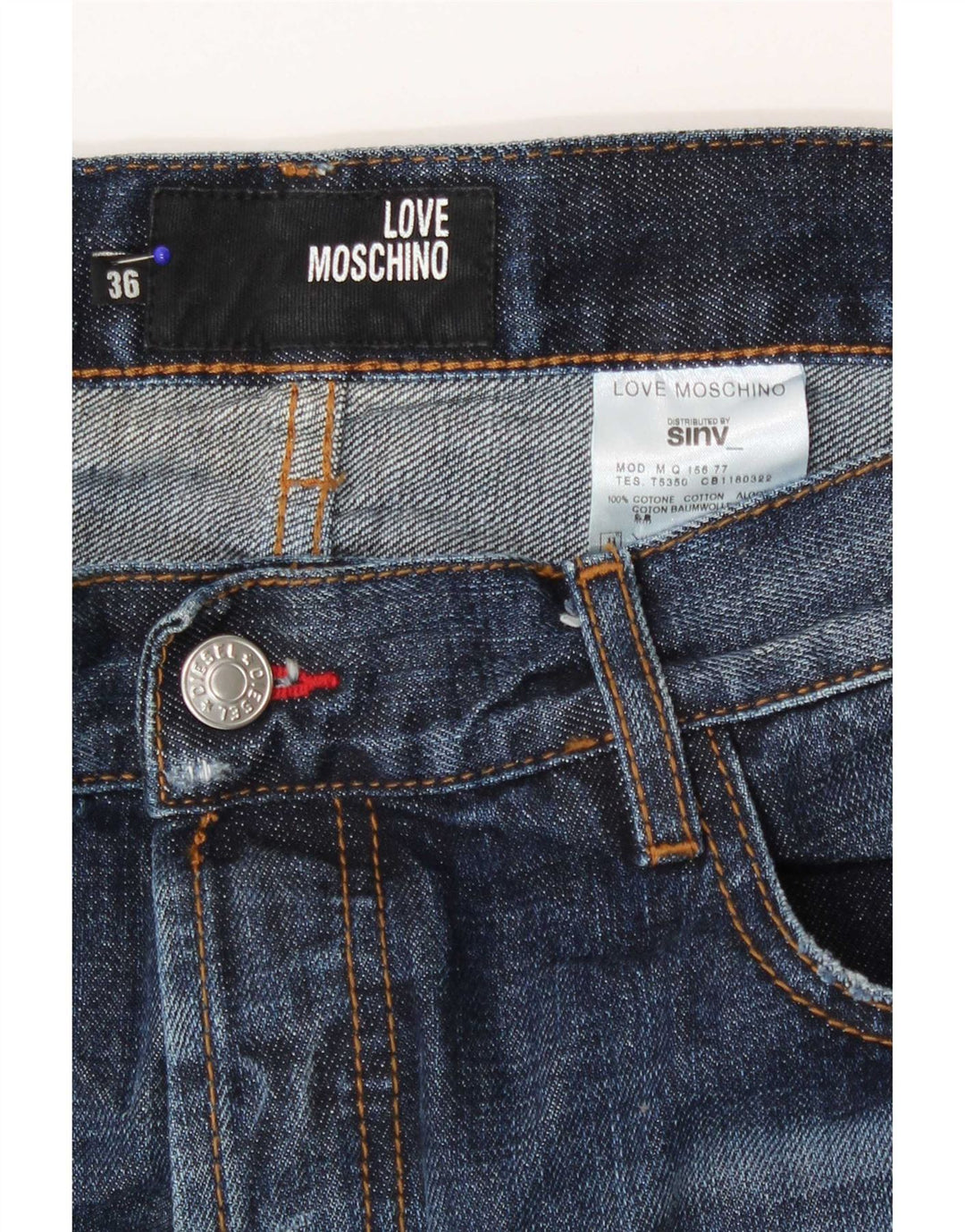 Męskie dżinsy Moschino w trudnej sytuacji W36 L36, niebieska bawełna