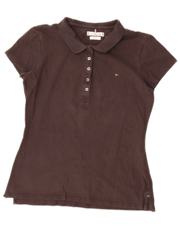 Tommy Hilfiger Womens Slim Fit Polo Shirt UK 14 Large Black