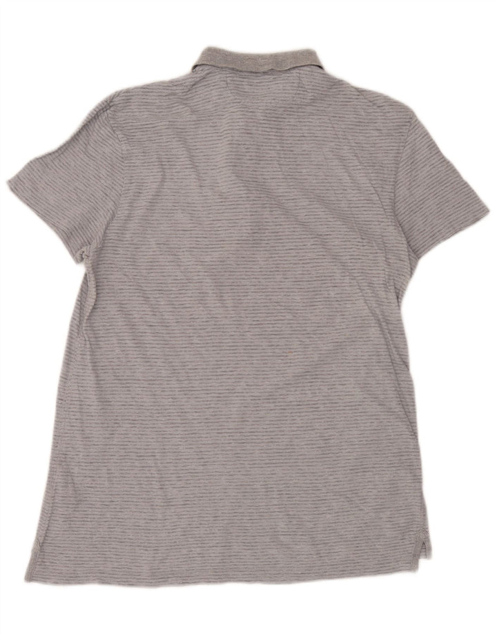 Męska koszulka polo All Saints, mała, szara, bawełniana w prążki