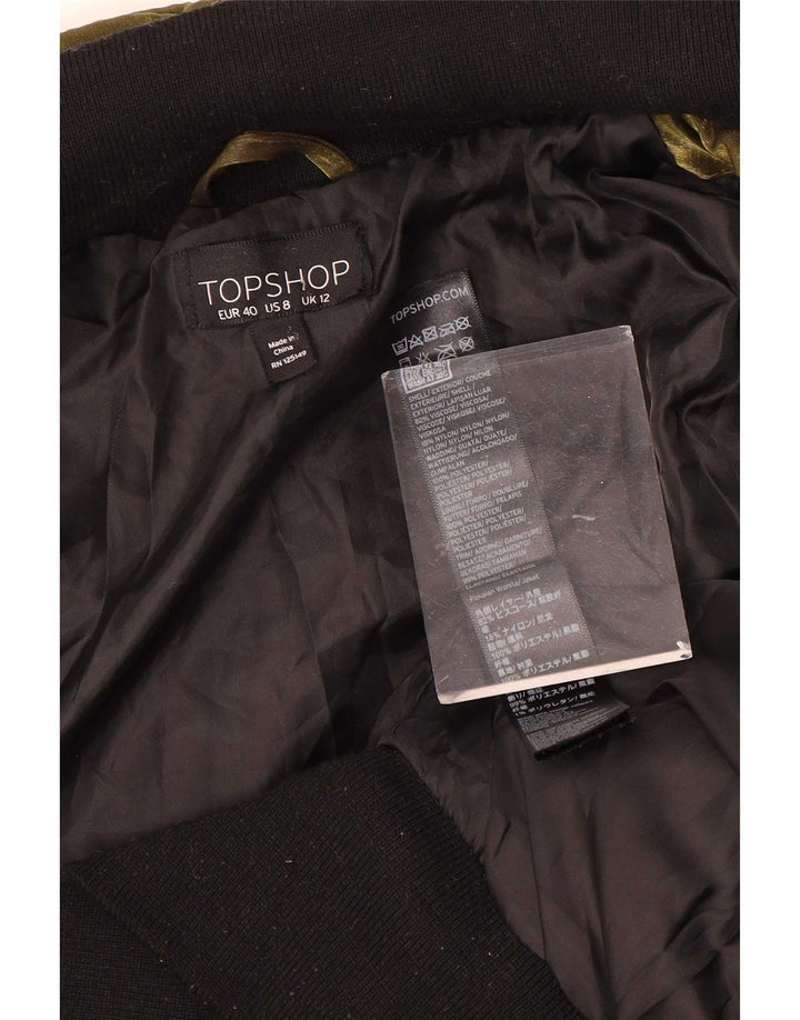 Damska welurowa kurtka bomberka Topshop UK 12, poliester w kolorze średniego złota