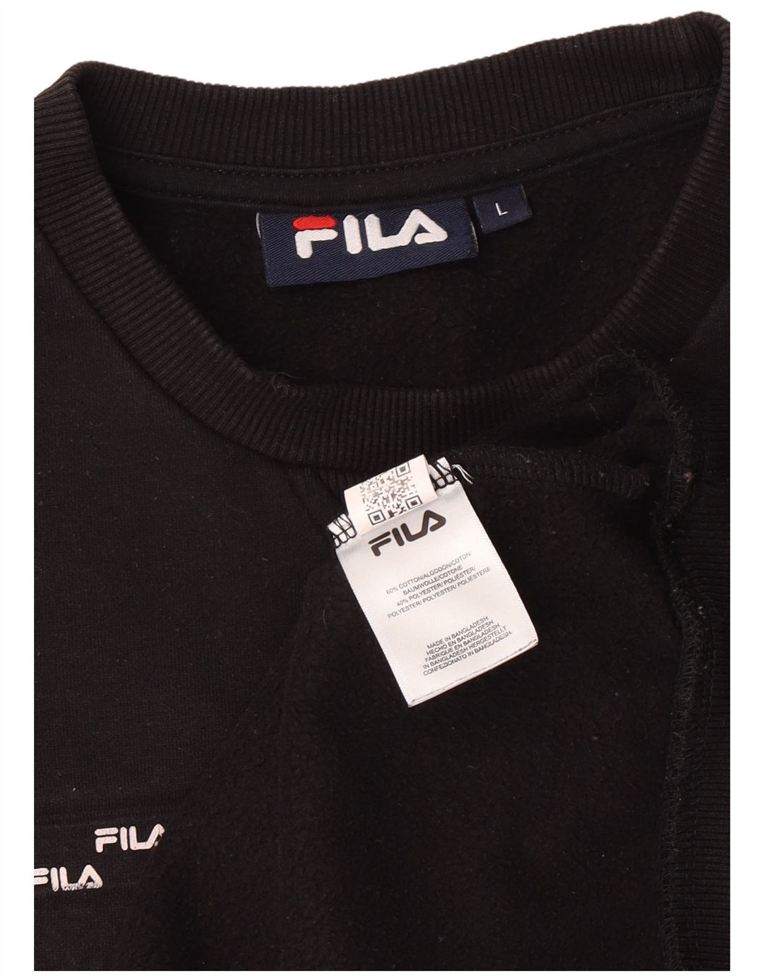 FILA Mens Graphic Sweatshirt Jumper Large Black Cotton