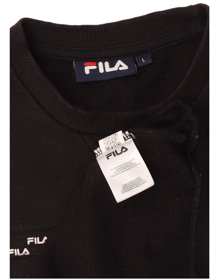 FILA Mens Graphic Sweatshirt Jumper Large Black Cotton