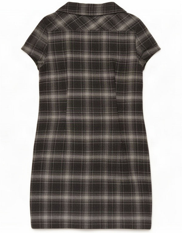 French Connection Womens Sheath Dress UK 10 Small Grey Plaid Wool