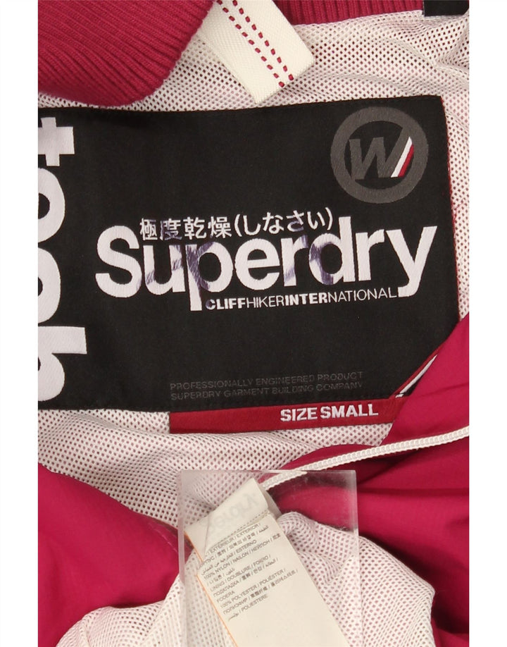SUPERDRY Damska kurtka przeciwdeszczowa z kapturem UK 10 Small, czerwony nylon
