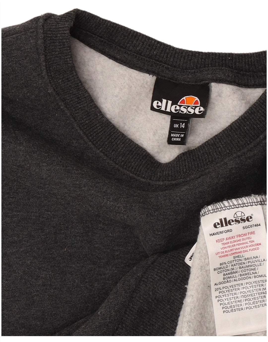 Sweter damski Ellesse UK 14, duży, szary, bawełniany