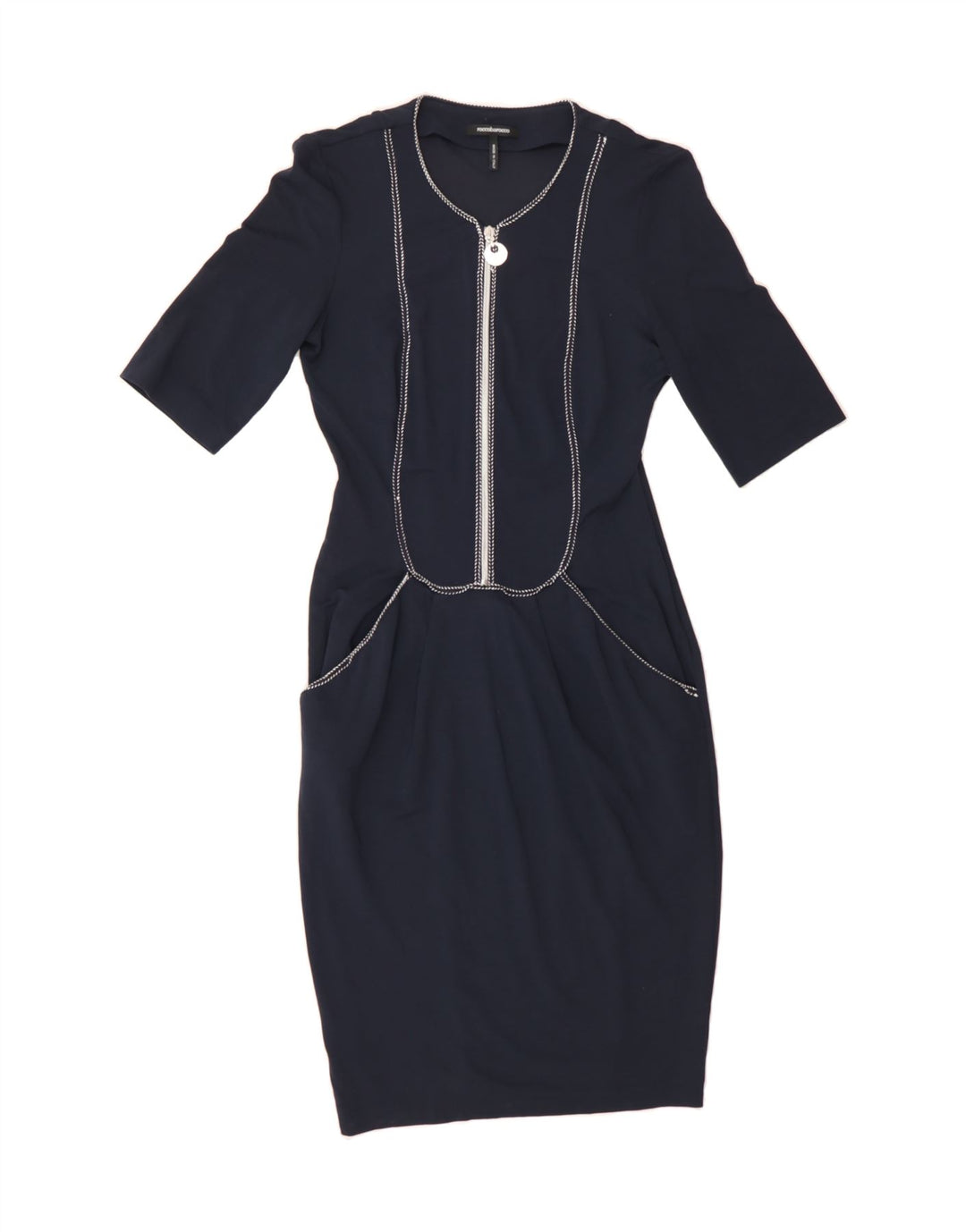 ROCCOBAROCCO Womens Bodycon Dress UK 10 Small Navy Blue Vintage Roccobarocco and Second-Hand Roccobarocco from Messina Hembry 