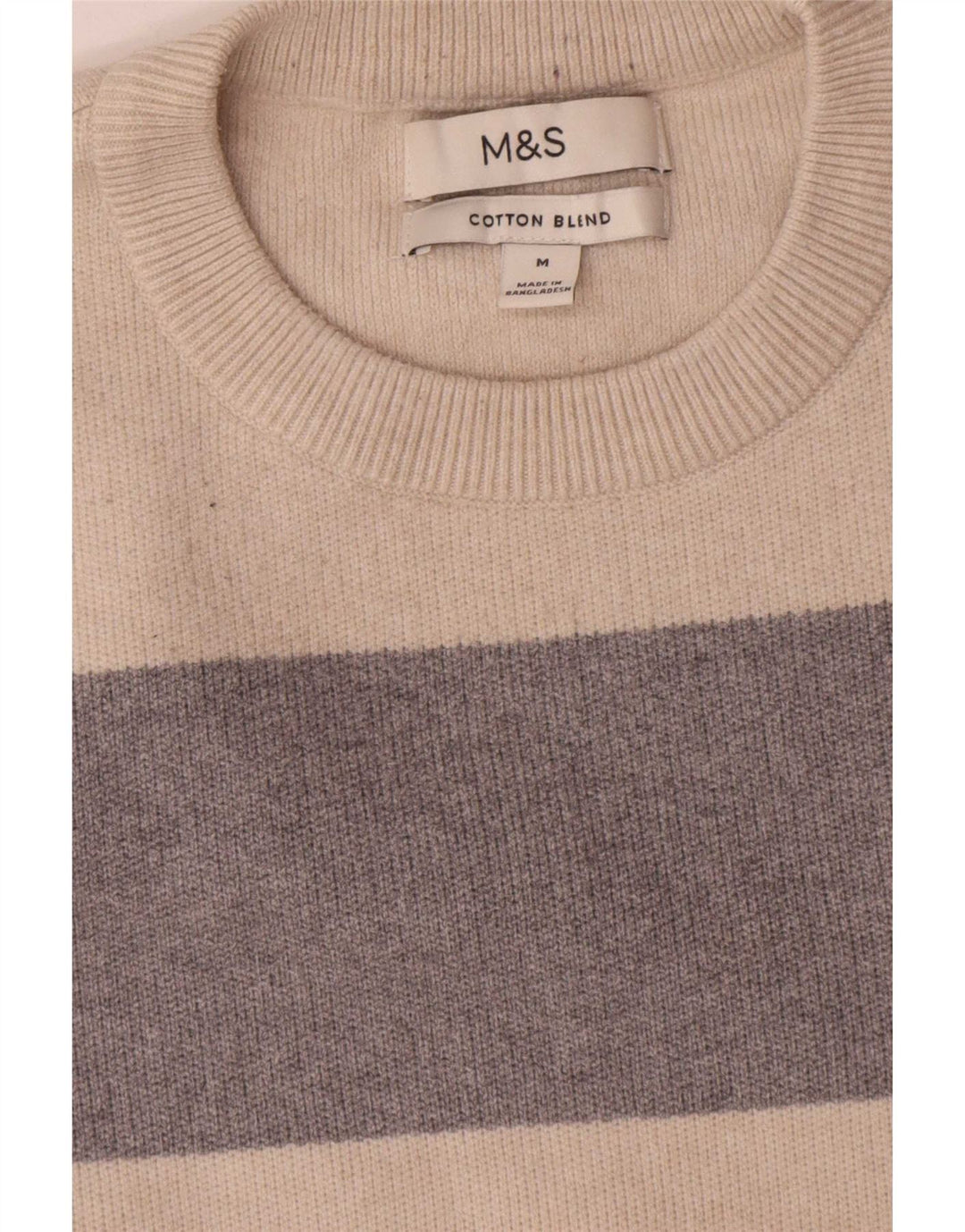 Marks & Spencer Damski sweter z okrągłym dekoltem UK 14 w średnie beżowe paski