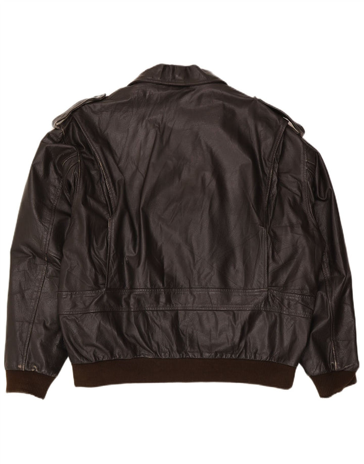 Vintage męska skórzana kurtka wojskowa IT 56 3XL brązowa