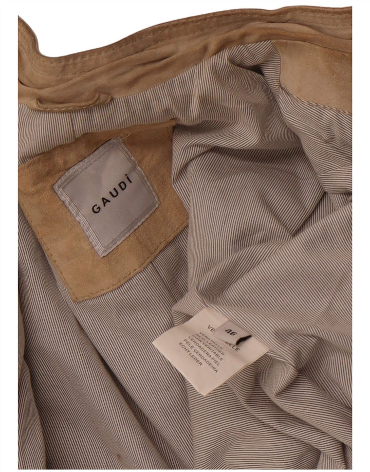 Damska zamszowa kurtka bomberka GAUDI IT 46, duża, beżowa skóra