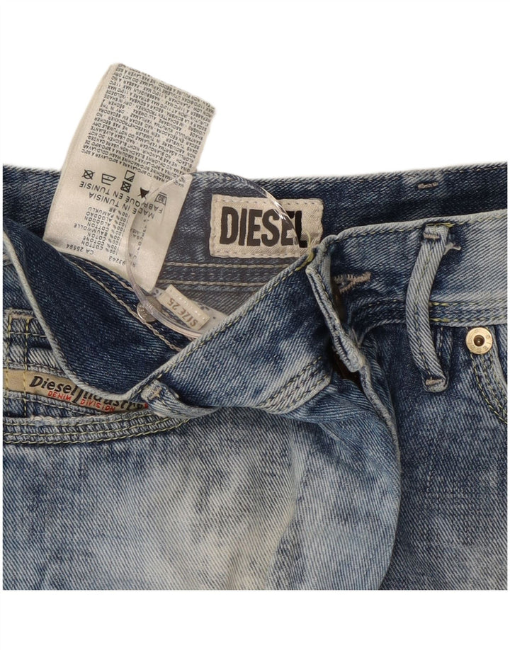 Damskie spodenki dżinsowe DIESEL Acid Wash W25 XS, niebieska bawełna