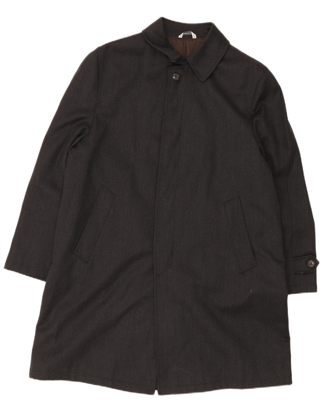 Płaszcz męski w stylu vintage UK 40, duży, czarny, z dziewiczej wełny